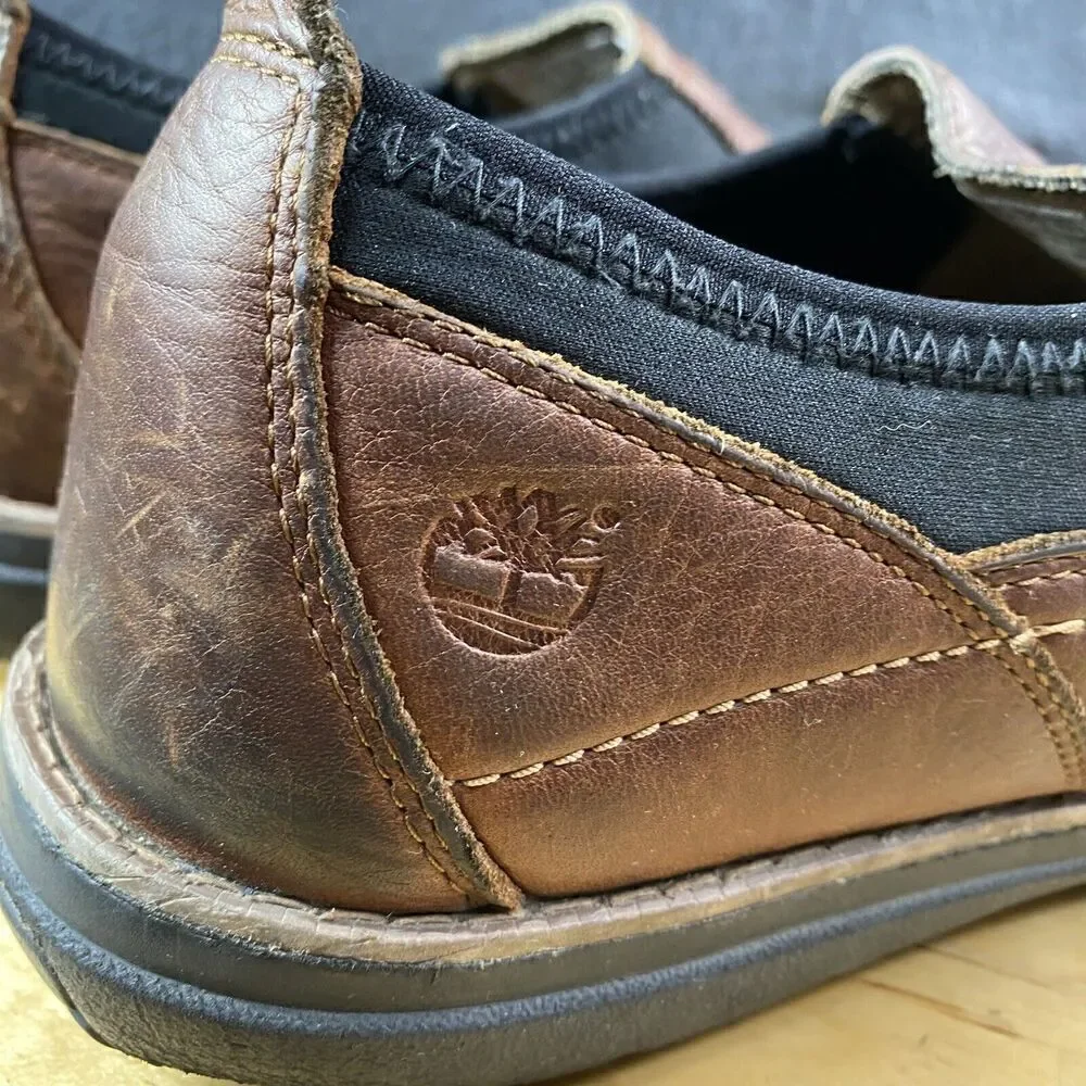Timberland Richmont Slip On Shoes Brown Burnished Leather Mens Comfort Size 10.5
